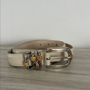 Brighton Cream Belt with Silver and Gold Accents